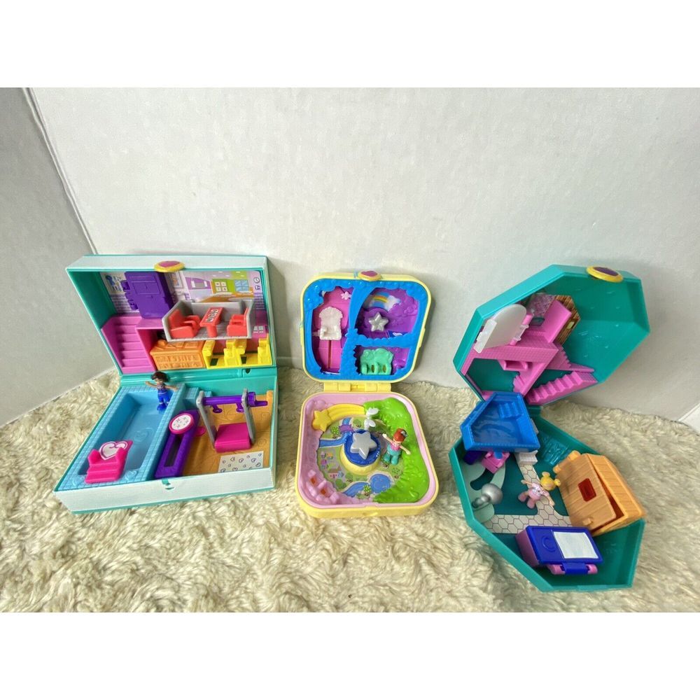 Polly Pocket 2018 Play Sets x3 w People On The Go Sets EUC Mattel HG2